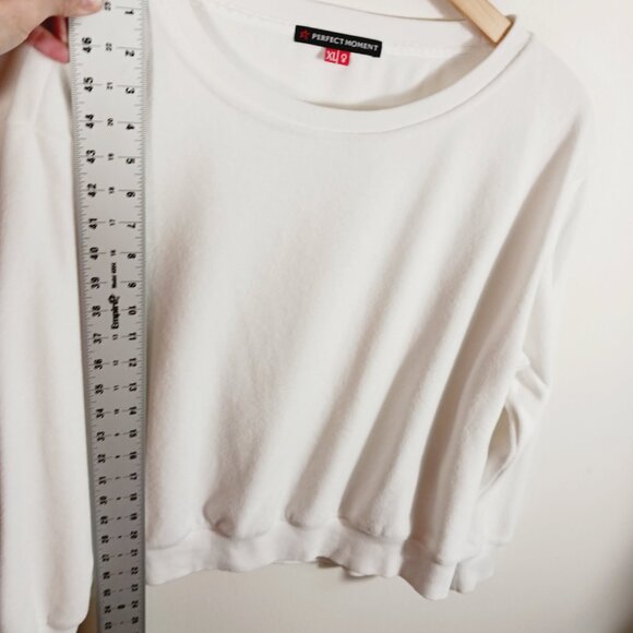 Perfect Moment, Ski Wear, XL "Misty" Sweatshirt, White Terry, Relaxed Silhouette - Picture 10 of 12